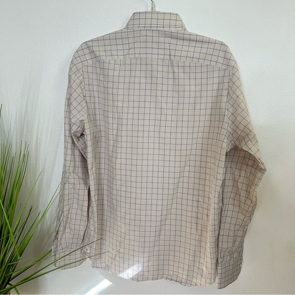 ISAIA Tan & Purple Plaid Cotton Dress Shirt 15.5 - Picture 2 of 9